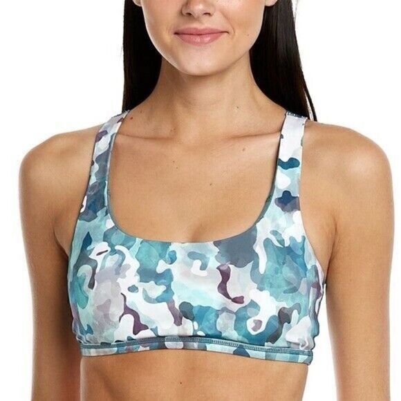 Spanx Low‎ Impact Sports Bra NWT Women's XS Green Camo Printed Removable Pads - Picture 1 of 12